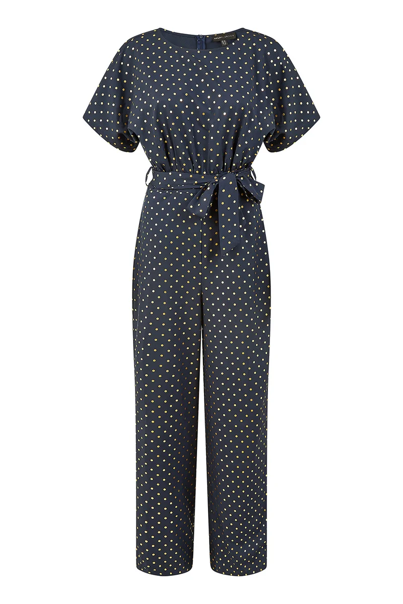 Yumi Navy Sparkle Velvet Relaxed Fit Top With Fluted Sleeves