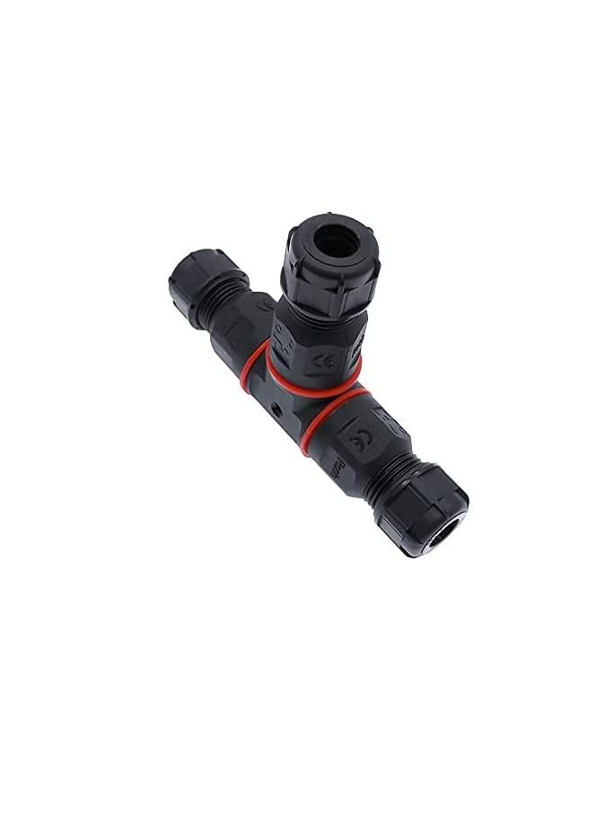 Outdoor IP68 Waterproof Connector T Shape 3 Pin 250V 16A Cable Wire Gland Sleeve Connector for Garden Construction Plant Fire Retardant Wire Connector PACK OF 2 - Image 2