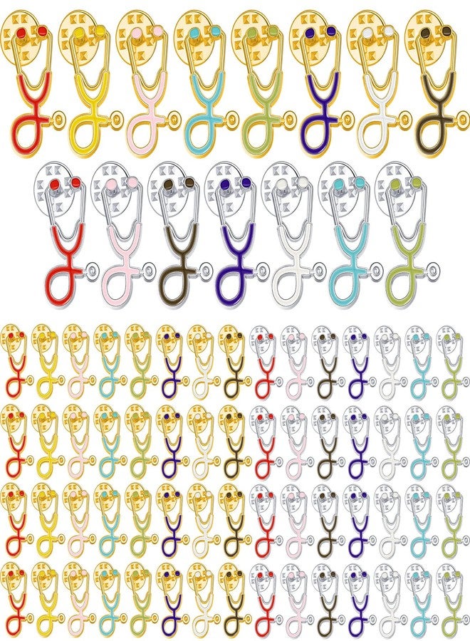 MTLEE Stethoscope Brooch Pins Nurse Week Gifts, Daisy Flower Enamel Lapel Pin Clothing Bags Decoration Brooch for Medical Doctor Nurse Graduation Presents, Assorted Colors(Stethoscope,30 Pieces) - Image 1