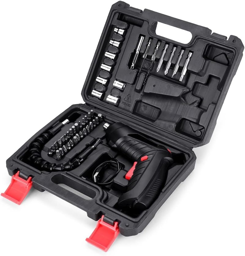 Excefore Electric Screwdriver, 4.2V Cordless Screwdriver Rechargeable With 44Pcs Screwdriver Bit Set, Front Led Light, Flexible Shaft Carrying Case, Easy For Small Home Projects, Micro Usb - Image 1