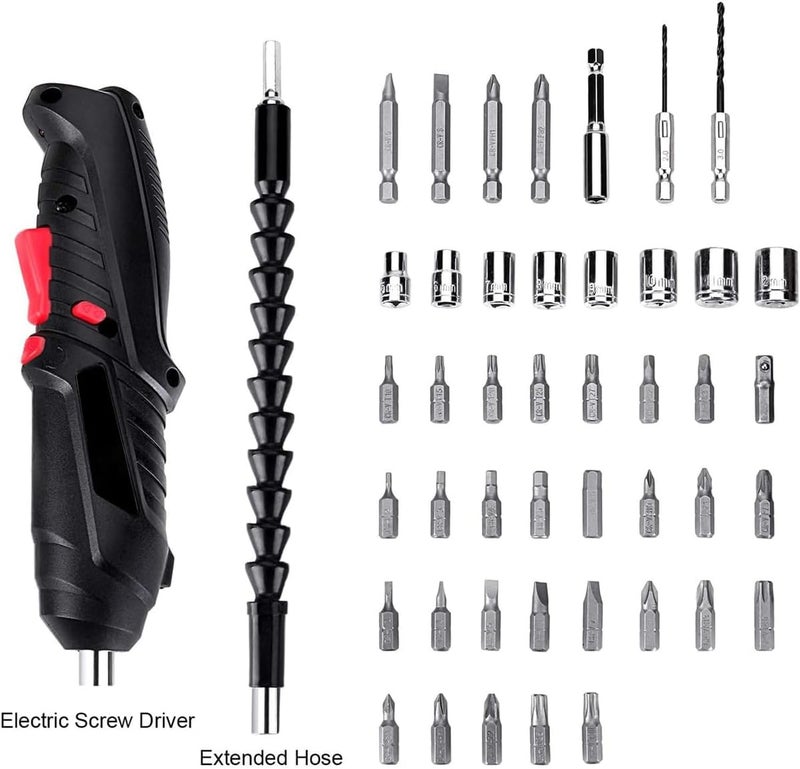 Excefore Electric Screwdriver, 4.2V Cordless Screwdriver Rechargeable With 44Pcs Screwdriver Bit Set, Front Led Light, Flexible Shaft Carrying Case, Easy For Small Home Projects, Micro Usb - Image 2