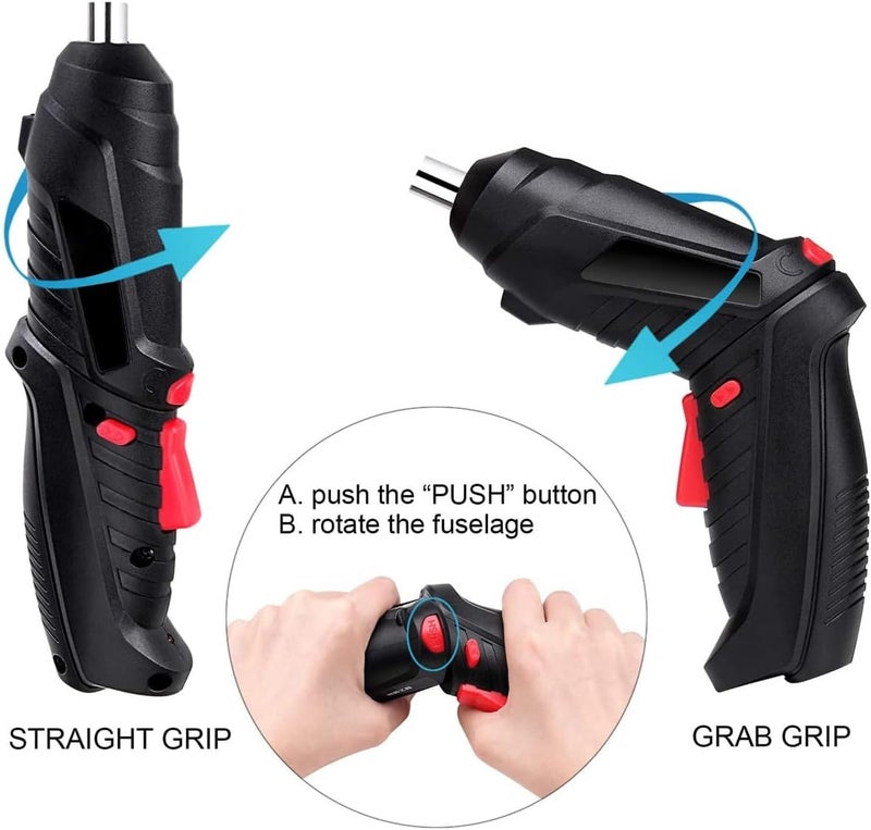 Excefore Electric Screwdriver, 4.2V Cordless Screwdriver Rechargeable With 44Pcs Screwdriver Bit Set, Front Led Light, Flexible Shaft Carrying Case, Easy For Small Home Projects, Micro Usb - Image 3