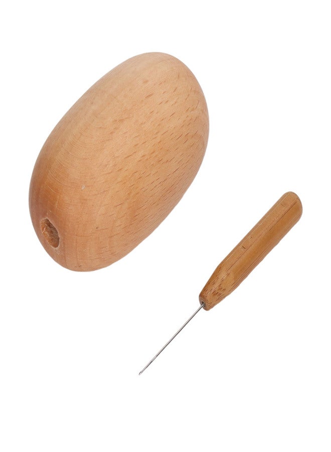 Darning Egg Pressure Relief Sturdy Wood Glossy Easy Grip Widely Used Socks Sewing Tools with Needle for Clothes - Image 1