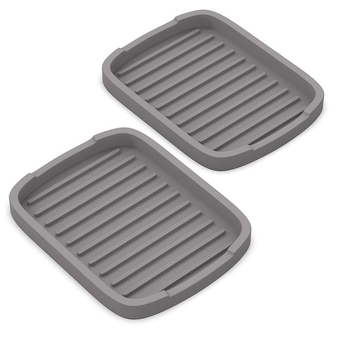 SILICONE SPONGE HOLDER SOAP TRAY 59 X 433 SET 2PCS GRAY
