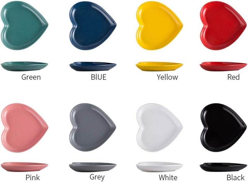 FUYU 2pcs Colorful Heart Shaped Ceramic Dinner Plate for Salad Dessert and Steak - Image 5