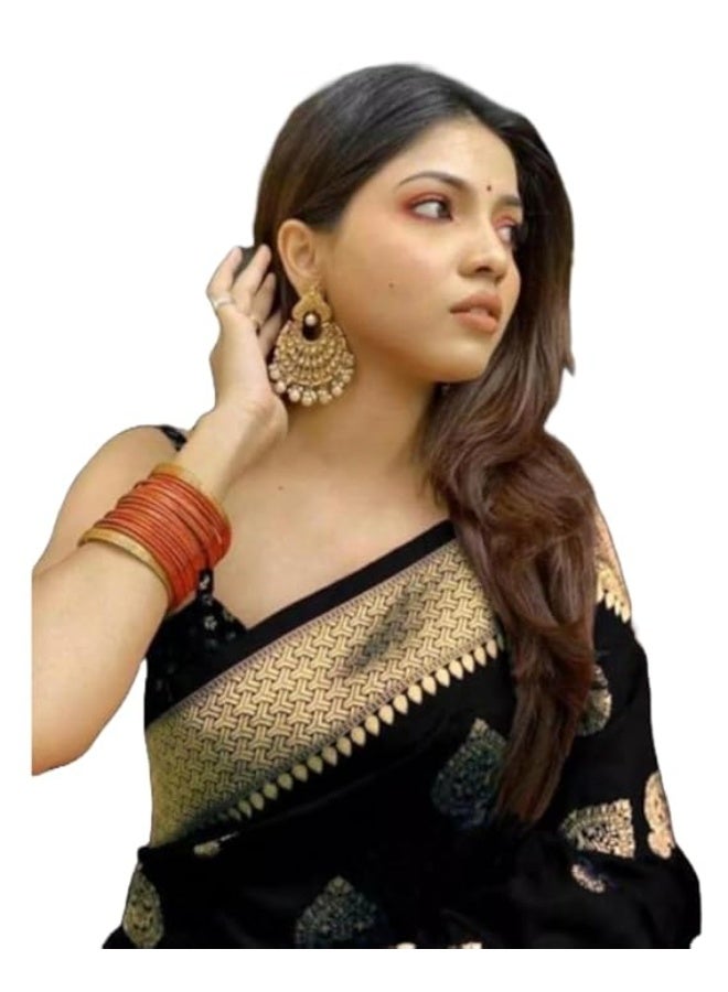 Yashika Women's Cotton Silk Trendy Banarasi Kanjivaram Saree With Blouse Material - Image 1