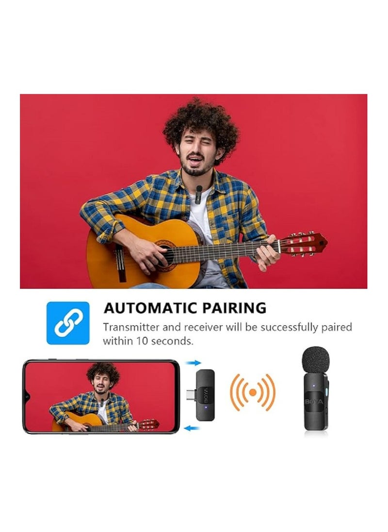 BOYA - BOYA USB-C Wireless Lavalier Microphone Vlog, BY-V10 Lapel Microphone System, for USB-C Devices, Tablets, iPad, PC Computers, Samsung, Google Pixel, Xiaomi, 2.4Ghz - Image 1