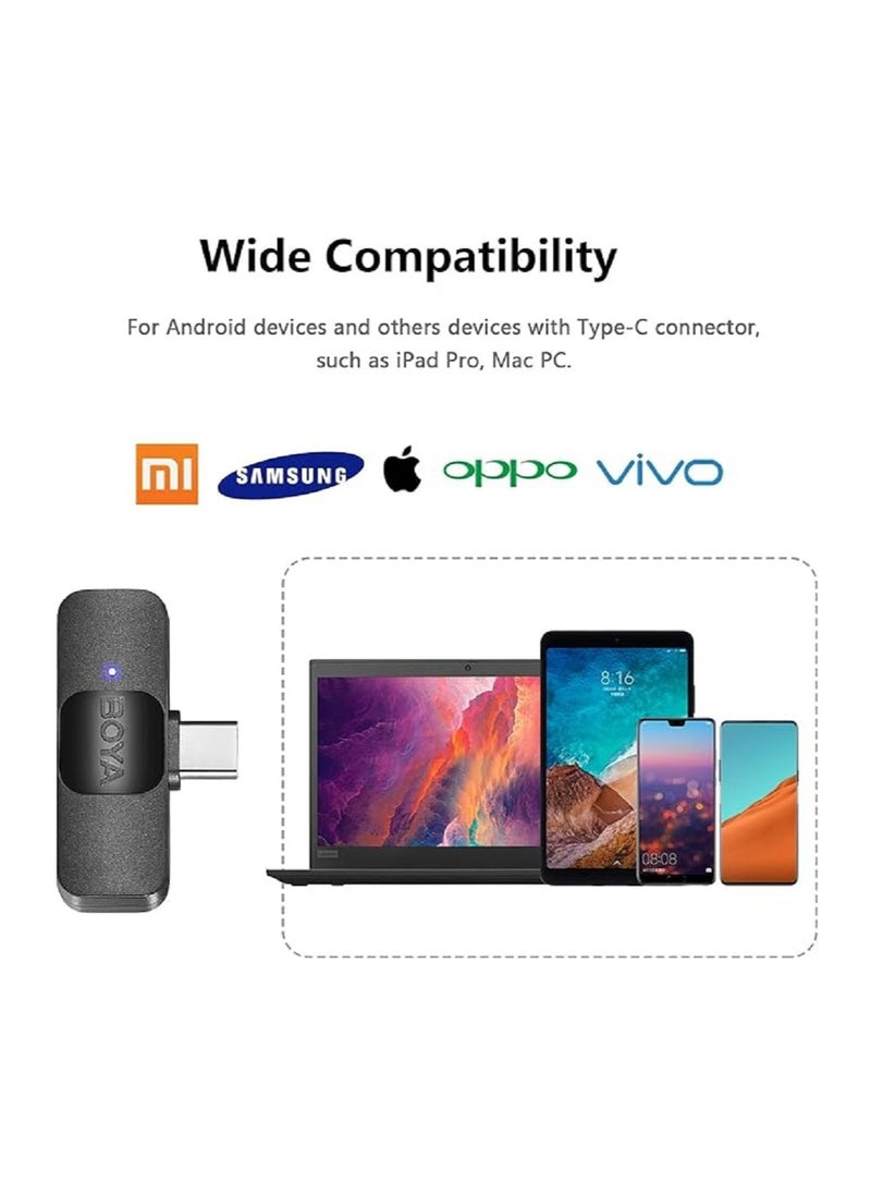 BOYA - BOYA USB-C Wireless Lavalier Microphone Vlog, BY-V10 Lapel Microphone System, for USB-C Devices, Tablets, iPad, PC Computers, Samsung, Google Pixel, Xiaomi, 2.4Ghz - Image 1