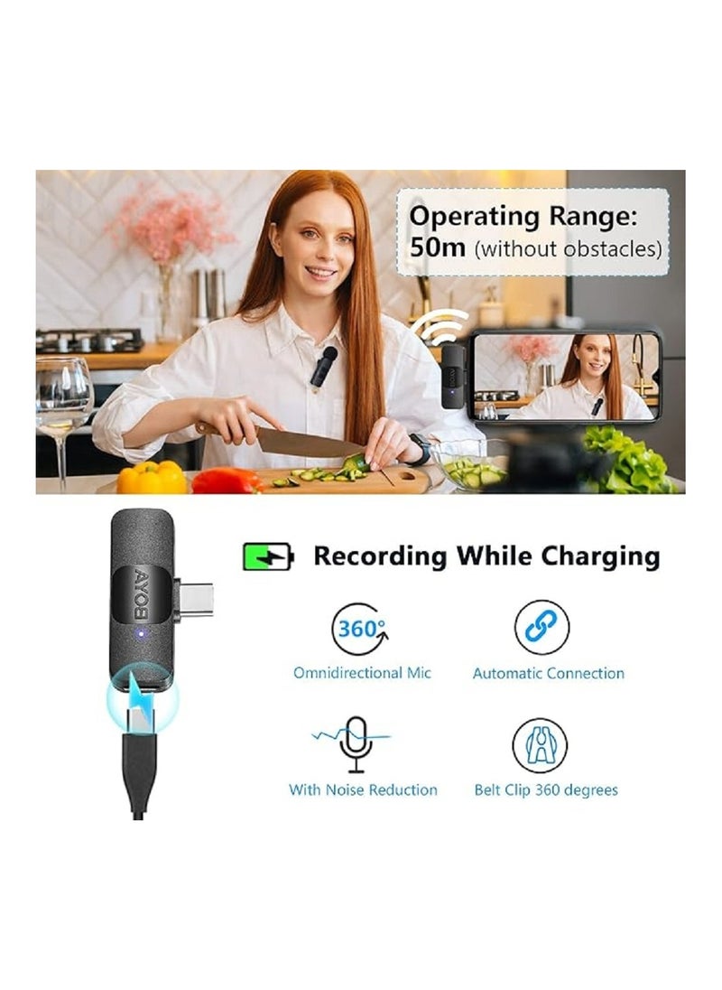 BOYA - BOYA USB-C Wireless Lavalier Microphone Vlog, BY-V10 Lapel Microphone System, for USB-C Devices, Tablets, iPad, PC Computers, Samsung, Google Pixel, Xiaomi, 2.4Ghz - Image 1