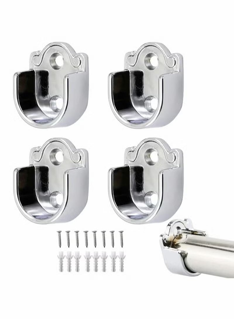 Heavy Duty Closet Pole Sockets, 4 Pack Stainless Steel Closet Rod End Supports,Rod Holder with Screws,Easy Installation Or Quick Removal Shower Curtain Hanging Tube Rod Bracket - Image 1