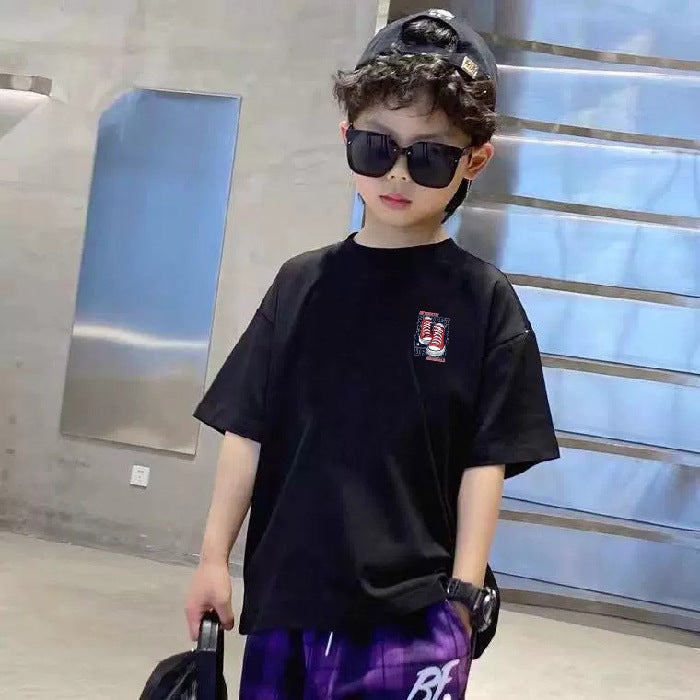 Pure Cotton Boys' Round Neck Short-Sleeved T-Shirt 2026 New Style Kidsren'S Loose-Fitting Bottoming Shirt For Older Kidsren Trendy Half-Sleeved Top - Image 1