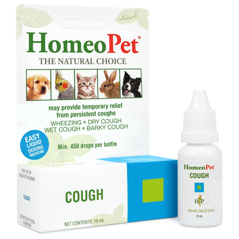 HomeoPet Cough, Safe and Natural Cough Supplement for Dogs, Cats, and Small Pets, 15 Milliliters - Image 1