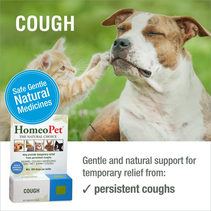 HomeoPet Cough, Safe and Natural Cough Supplement for Dogs, Cats, and Small Pets, 15 Milliliters - Image 2
