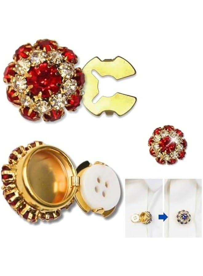 خرز لامع على الأغطية، أغطية بلوزات النساء، قميص قابل للفك مع مشابك مجوهرات، زينة كريستالية للأزياء، تزيينات للحرف اليدوية، افعلها بنفسك (12 قطعة) C - Image 1