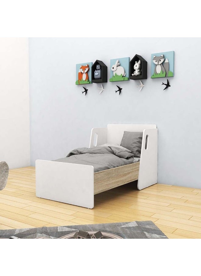 DANUBE HOME Kinder Guardian 70X130 Toddler Bed Comfortable Wooden Bed Strong And Sturdy Modern Design Bed Frame Bedroom Furniture For Kids -White & Sonoma Oak  - Image 4
