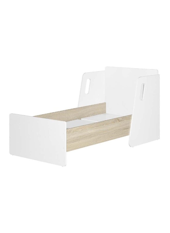 DANUBE HOME Kinder Guardian 70X130 Toddler Bed Comfortable Wooden Bed Strong And Sturdy Modern Design Bed Frame Bedroom Furniture For Kids -White & Sonoma Oak  - Image 2