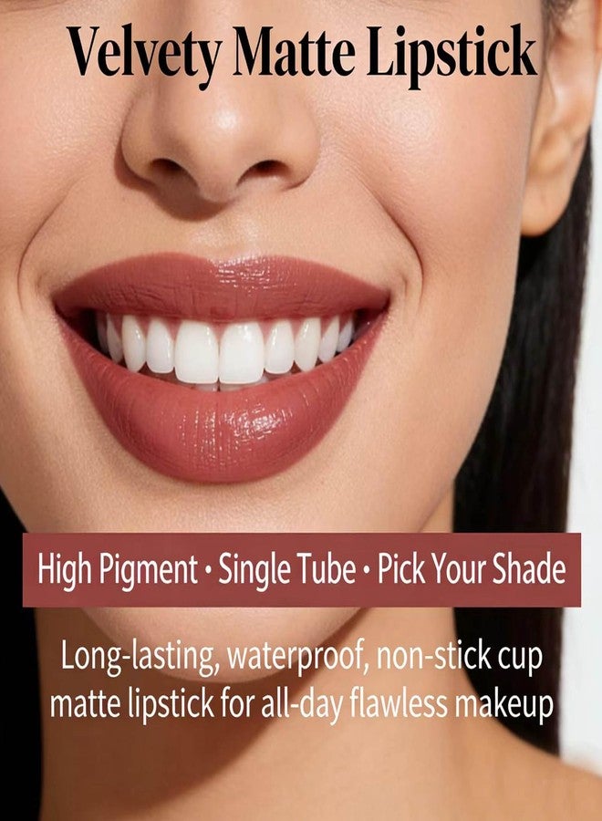 TWLBXMG Matte Lipstick Single, Long Lasting Waterproof Velvet Lipsticks, High Pigment Non-Stick Cup Not Fade Lipstick for Women，Quick Makeup Lightweight Portable 4# - Image 2