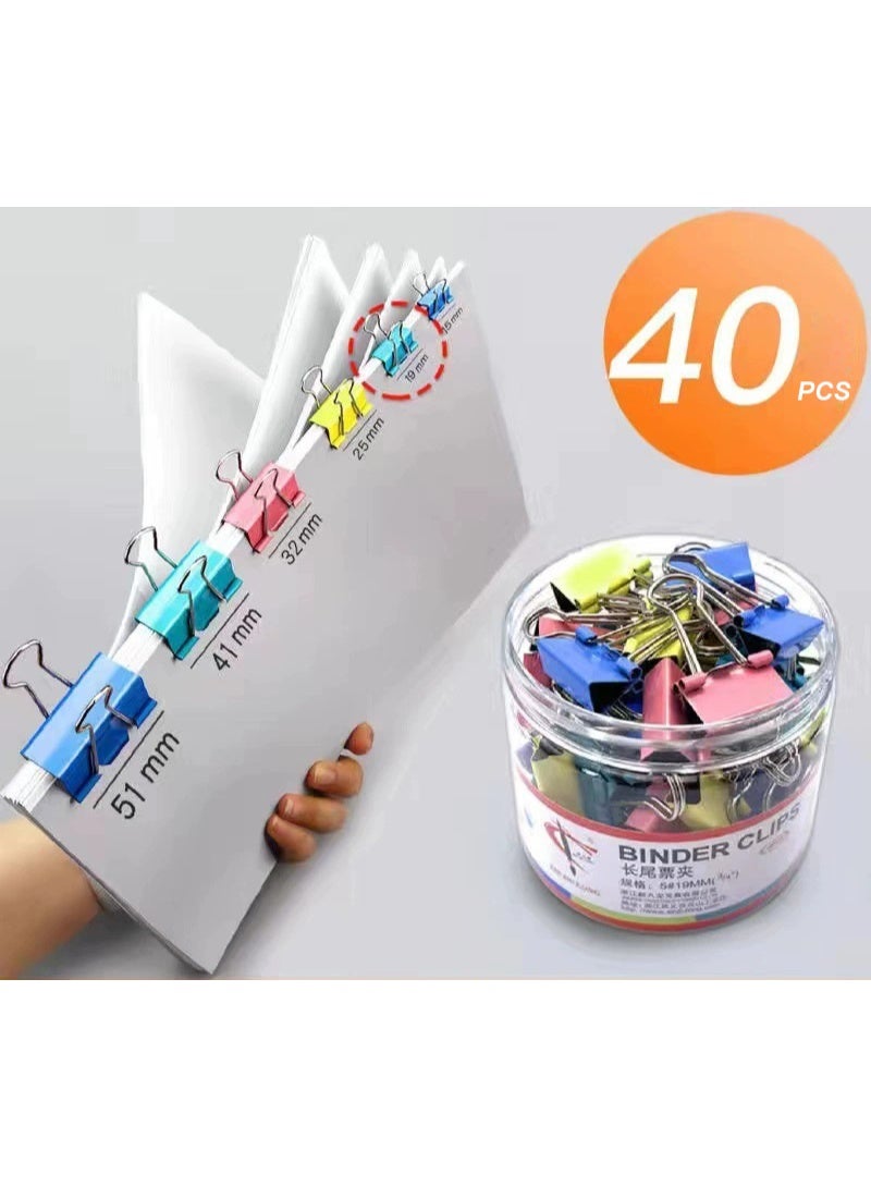 40-Piece Binder Clips 19mm Multicolor - Image 1