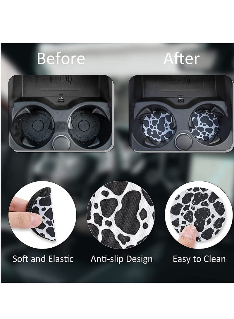 Zikra Steering Wheel Cover with 2PCS Car Coasters Universal 14.5-15 inches Cow Print Teering Fashion Non-Slip Grip Auto - Image 4