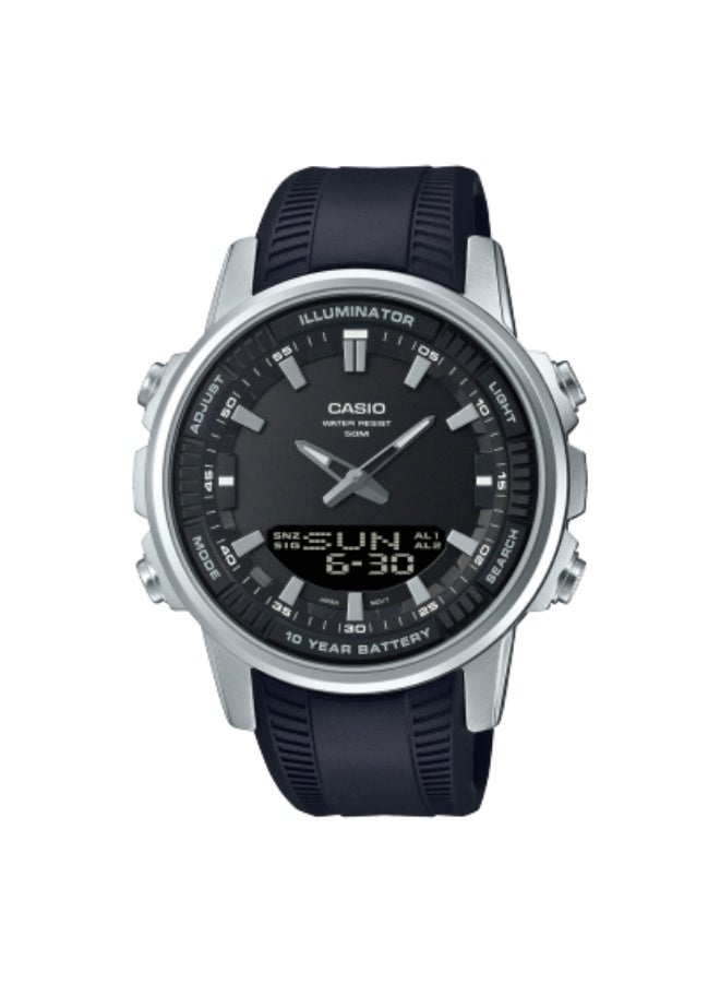 CASIO ساعة كاسيو للرجال بسوار سيليكون أسود تناظري-رقمي | AMW-880-1AVDF - Image 1