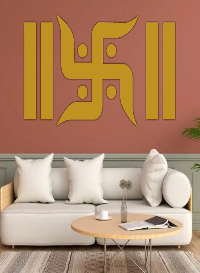 The Seven Colours حروف أكريليك ذهبية ثلاثية الأبعاد جميلة من سبعة ألوان، لافتة غانيشا سواستيك ذاتية اللصق، نصوص صلبة لتزيين الجدران (24 × 12 بوصة) - Image 2