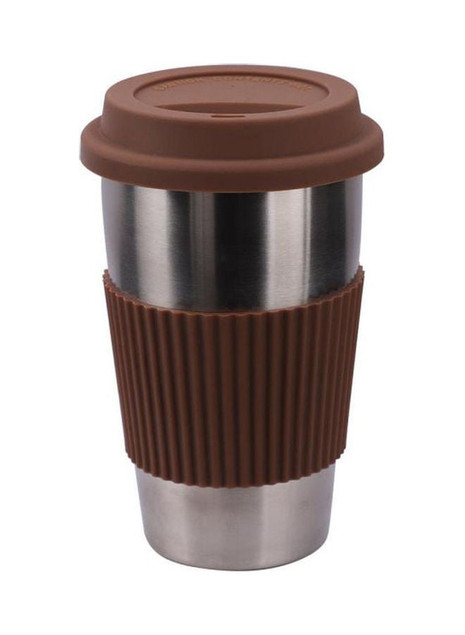 نيبمينينت مج قهوة مصنوع من الستانلس ستيل، إنه كوب محمول مناسب للسفر والتخييم والمشي في الطبيعة والتنزه والقيادة الذاتية Brown Silver 250سم