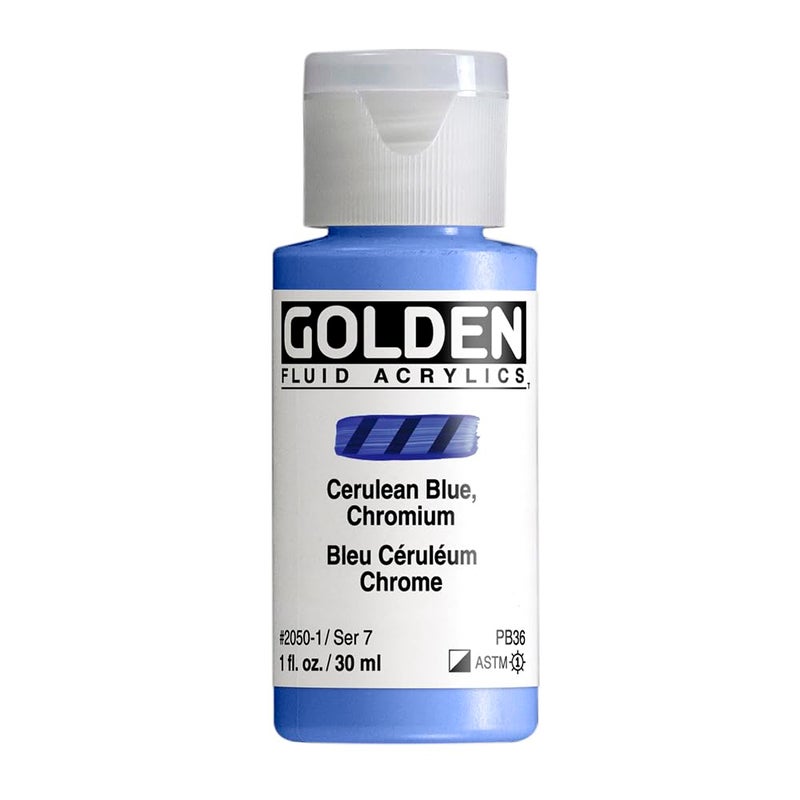 Golden Fluid Acrylic Paint 1 OunceCerulean Blue Chromium - Image 2