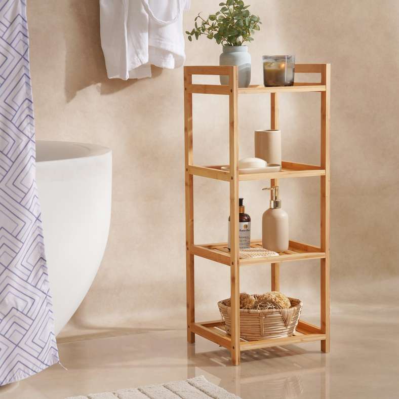 Pan Home Natural Bamboo 4-Tier Bath Rack