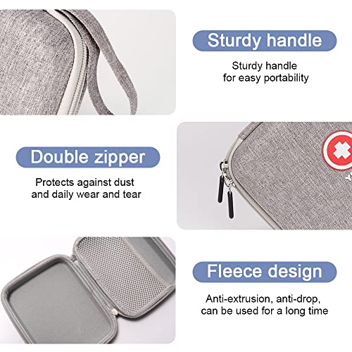 Fukumi Portable Nebulizer Carrying Case, Hard Travel Medical Bag for Inhaler Spacer, Masks, Asthma Accessories, B-Grey - Image 4
