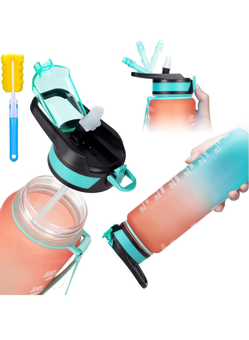 TYCOM Water Bottle 32oz Gym Bottle Sport Bottle Motivational Sports Bottle with Time Marker Leakproof Drinking Sport Gym Water Bottles for Fitness Gym Outdoor - Image 1