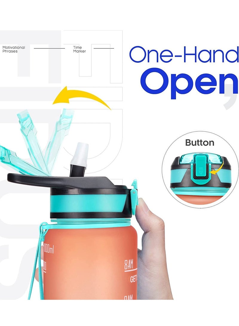 TYCOM Water Bottle 32oz Gym Bottle Sport Bottle Motivational Sports Bottle with Time Marker Leakproof Drinking Sport Gym Water Bottles for Fitness Gym Outdoor - Image 3