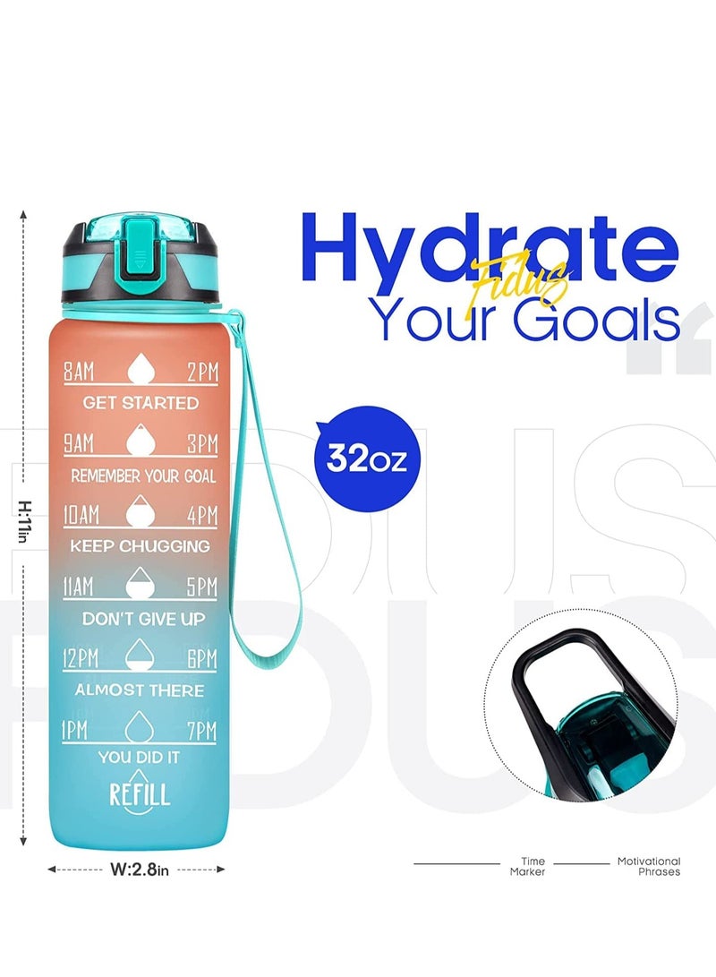 TYCOM Water Bottle 32oz Gym Bottle Sport Bottle Motivational Sports Bottle with Time Marker Leakproof Drinking Sport Gym Water Bottles for Fitness Gym Outdoor - Image 2