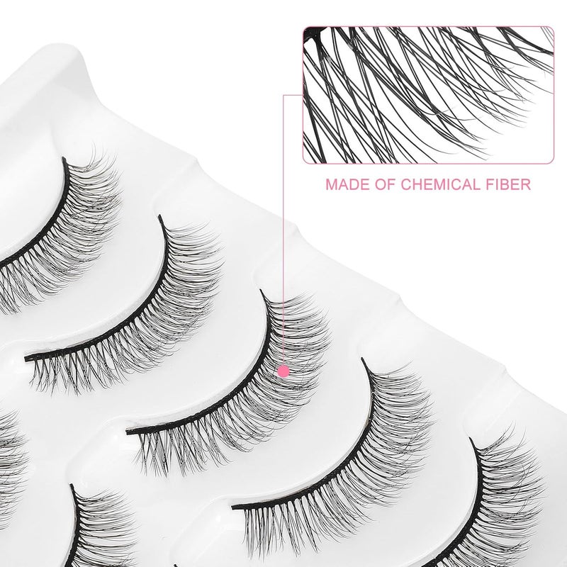 5 Pairs 3d Natural Short Fake Lashes Chemical Fiber False Eyelashes for Women Makeup Natural Look Eye Enhancement - Image 3