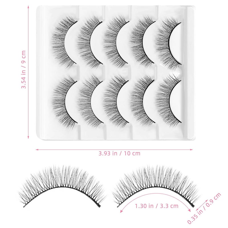 5 Pairs 3d Natural Short Fake Lashes Chemical Fiber False Eyelashes for Women Makeup Natural Look Eye Enhancement - Image 2