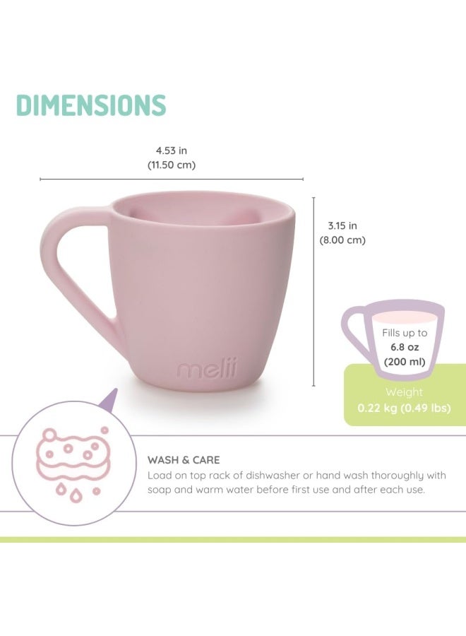 melii كوب سيليكون للأطفال 6.8 أونصة - لعب تمثيلي، متين، خالي من BPA، كوب سيليكون آمن للطعام للمشروبات الساخنة والباردة - آمن في غسالة الصحون والميكروويف، دب - وردي - Image 2