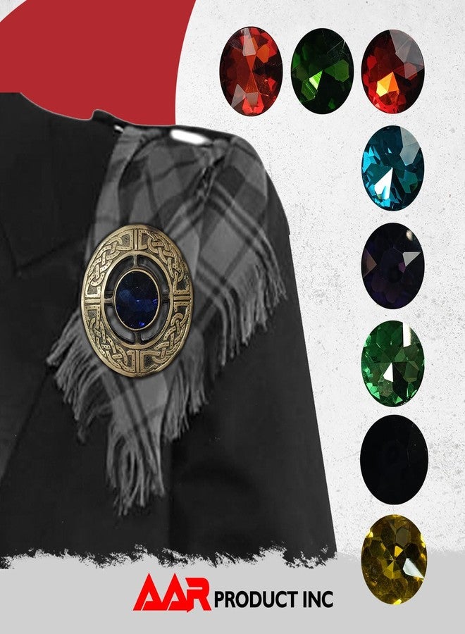 AAR Men's Kilt Brooch Pin Stones Scottish Fly Plaid Celtic Antique Plated Norse Vintage Jewelry - Image 4