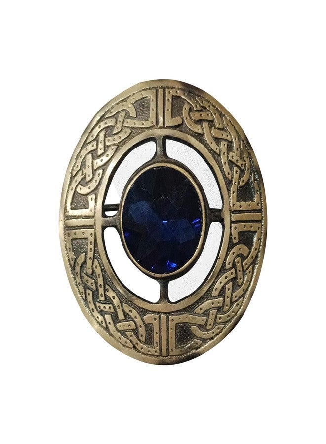 AAR Men's Kilt Brooch Pin Stones Scottish Fly Plaid Celtic Antique Plated Norse Vintage Jewelry - Image 1