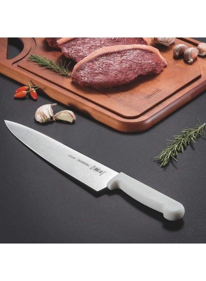 ترامونتينا سكين ترامونتينا الاحترافية للحوم بطول 10 بوصات بشفرة من الفولاذ المقاوم للصدأ ومقبض من البولي بروبيلين الأبيض مع حماية مضادة للميكروبات - Image 2