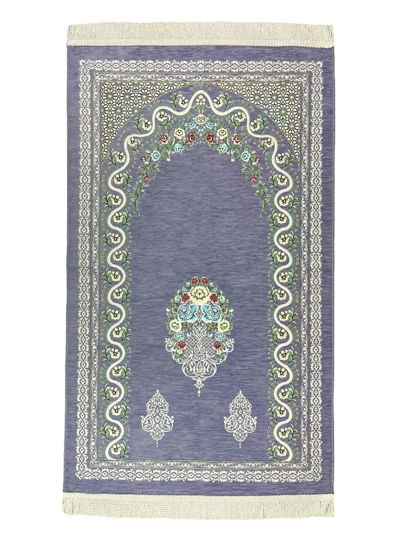 AL-HRAER Luxurious Long-lasting High-Quality Chenille Prayer Mat With Floral Islamic Designs And Decorations And Multiple Colors To Suit All Tastes 120X70 Cm  - Image 1