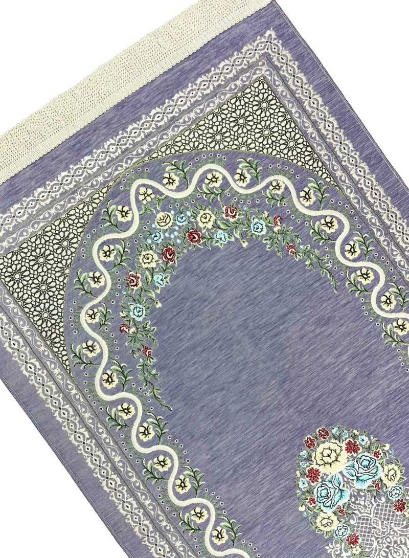 AL-HRAER Luxurious Long-lasting High-Quality Chenille Prayer Mat With Floral Islamic Designs And Decorations And Multiple Colors To Suit All Tastes 120X70 Cm  - Image 2