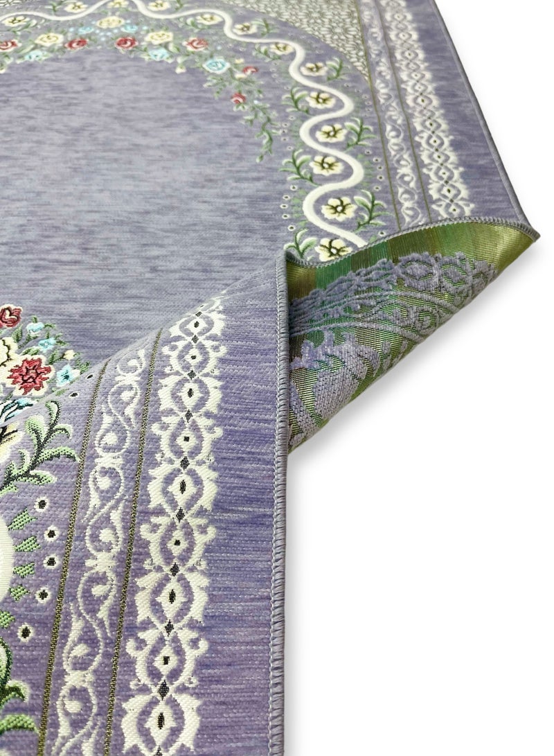 AL-HRAER Luxurious Long-lasting High-Quality Chenille Prayer Mat With Floral Islamic Designs And Decorations And Multiple Colors To Suit All Tastes 120X70 Cm  - Image 3