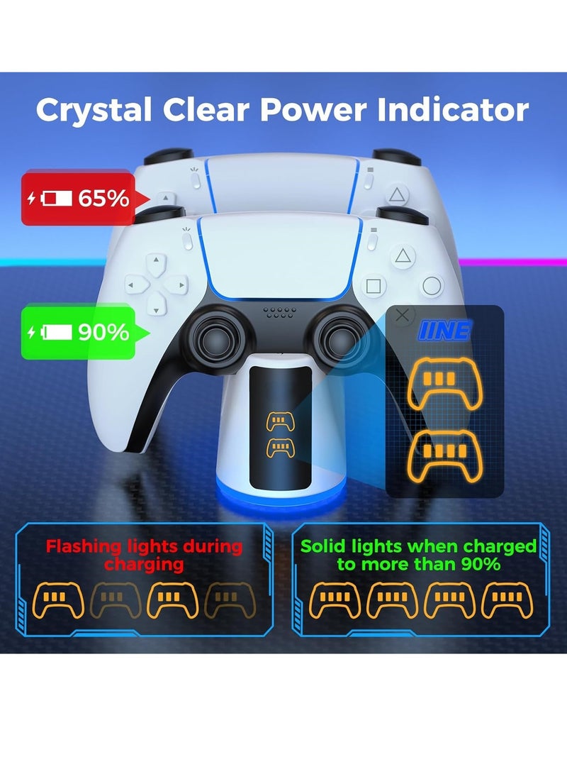 PS5 Charging Station Dock-Dual Controller Charger for PlayStation 5 with LED Indicators&Included Type-C Cable,Fast Efficient PS5 Controller Charger - Image 3