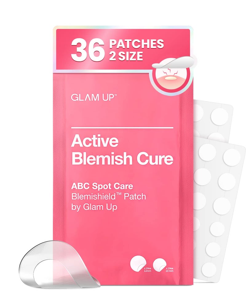 GLAM UP Hydrocolloid Blemish Pimple Zit Patches  Invisible Ultra Thin Spot Cover Stickers for Face and Skin Strong Waterproof and Adhesive Overnight Veganfriendly 36 Count  2 Sizes