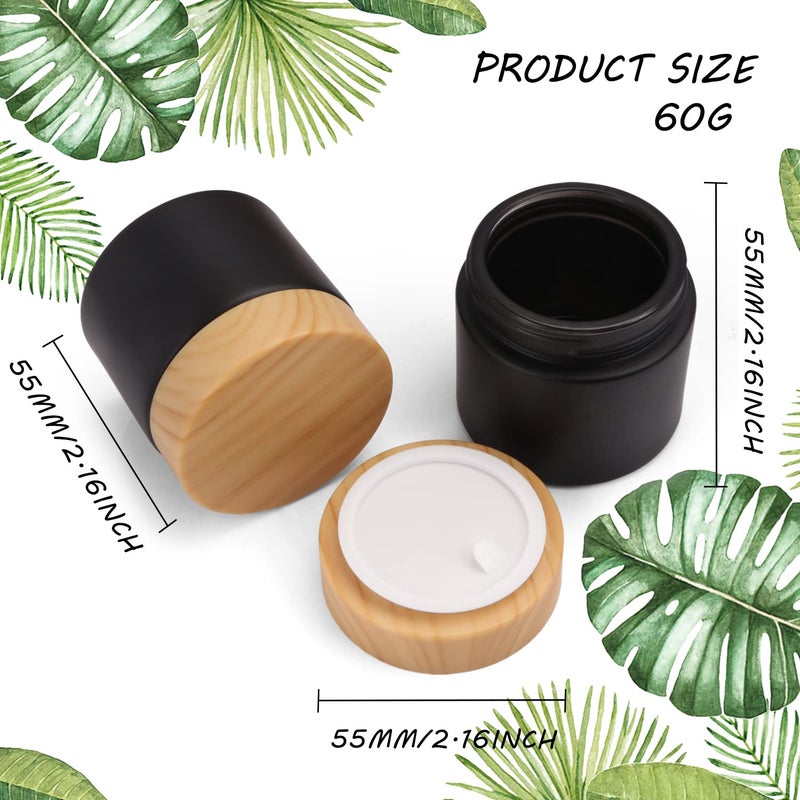 USRommaner 4 Pack 2 oz Black Glass Cream Jar,Empty Frosted Sample Jar Pot with Plastic Lids,Inner Liner Travel Storage Jar Container for Lotion, Eyeshadow,Moisturiser,gel - Image 2