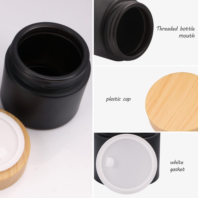 USRommaner 4 Pack 2 oz Black Glass Cream Jar,Empty Frosted Sample Jar Pot with Plastic Lids,Inner Liner Travel Storage Jar Container for Lotion, Eyeshadow,Moisturiser,gel - Image 4