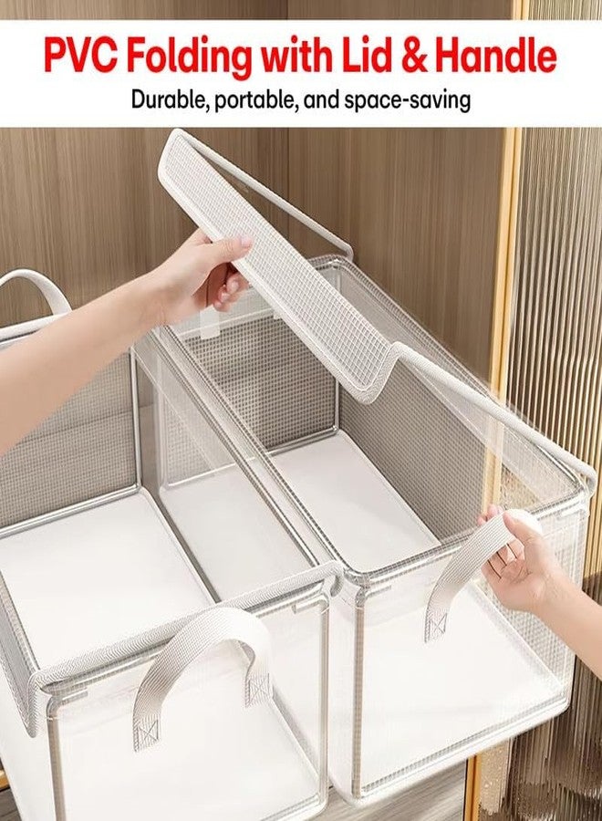 KEYOZA Foldable Storage Bin with Lid and Handle, Versatile Storage Baskets Boxes for Toys, Papers, Books, Makeups, Hamper Box with Lid, Stuff Storage Box Closet Drawer Organizers for Clothes (1) - Image 2
