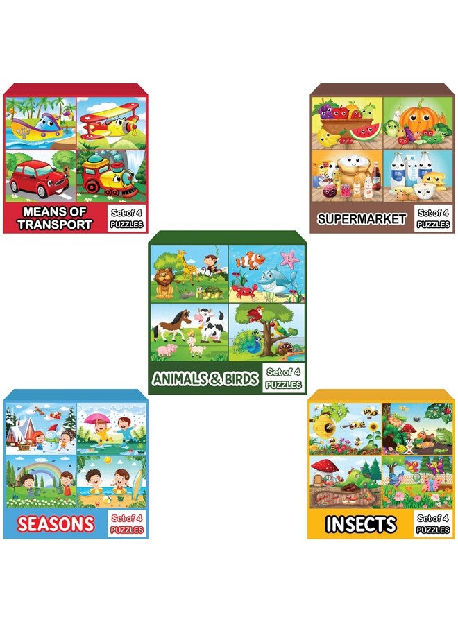 WONDRBOX Jigsaw Puzzle Birthday Gift Item for Age 2-6 Boys and Girls | Christmas Learning Gift Set for 2-6 Year Old Boys & Girls (Set of 5 Puzzles) - Image 1