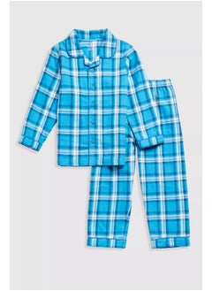 mothercare Blue Check Woven Pyjamas  - Image 2