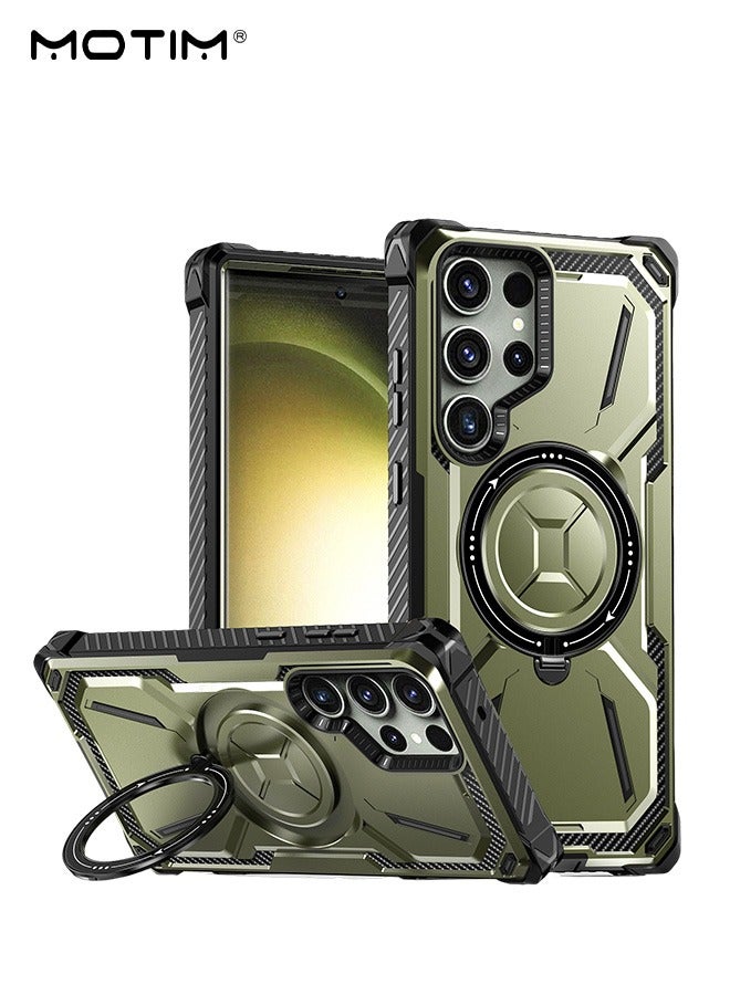 Motim Samsung Galaxy S23 Ultra Case with 360° Rotatable Magnetic Ring Stand, Armor Design Drop Protection, Heavy Duty Protective Built In Kickstand, Support Magnetic Charging  - Image 1