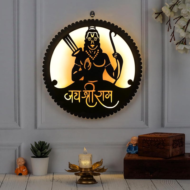 LASER ART Wall Decore Backlit Spiritual Wall Sconce for Home Dcor Living Room Meditation and Temple Wooden Material 12 Inch Size - Image 1